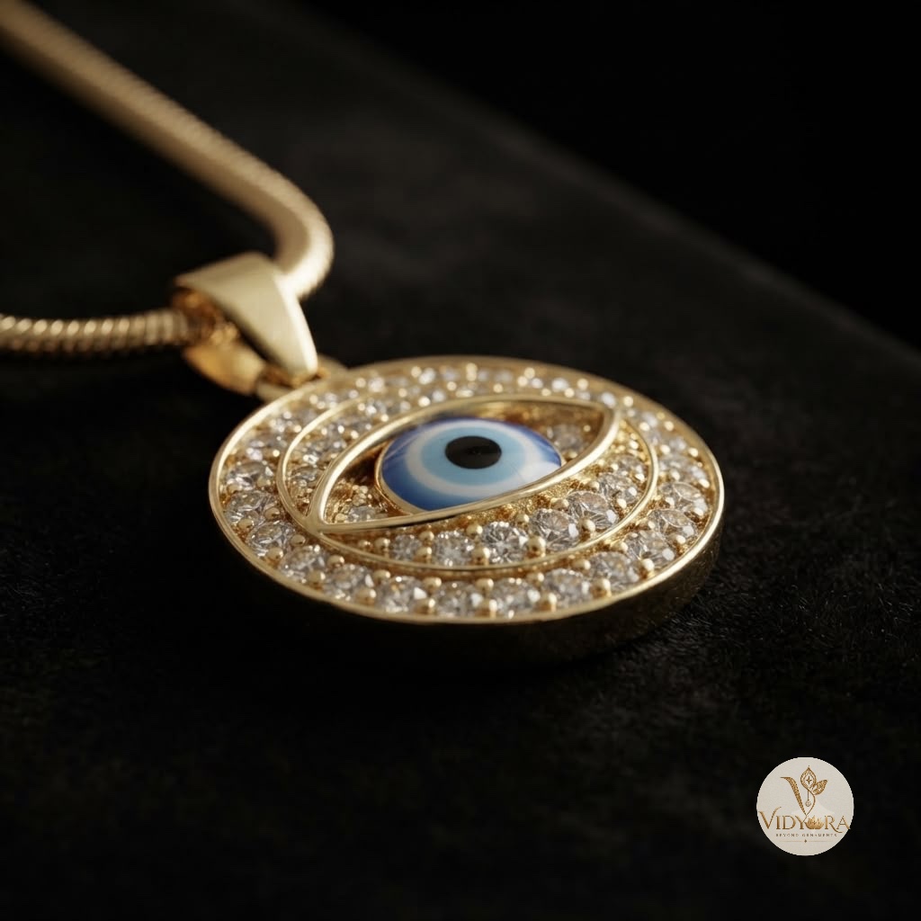 Radiant Evil Eye Gold-Plated Pendant Necklace with Cubic Zirconia