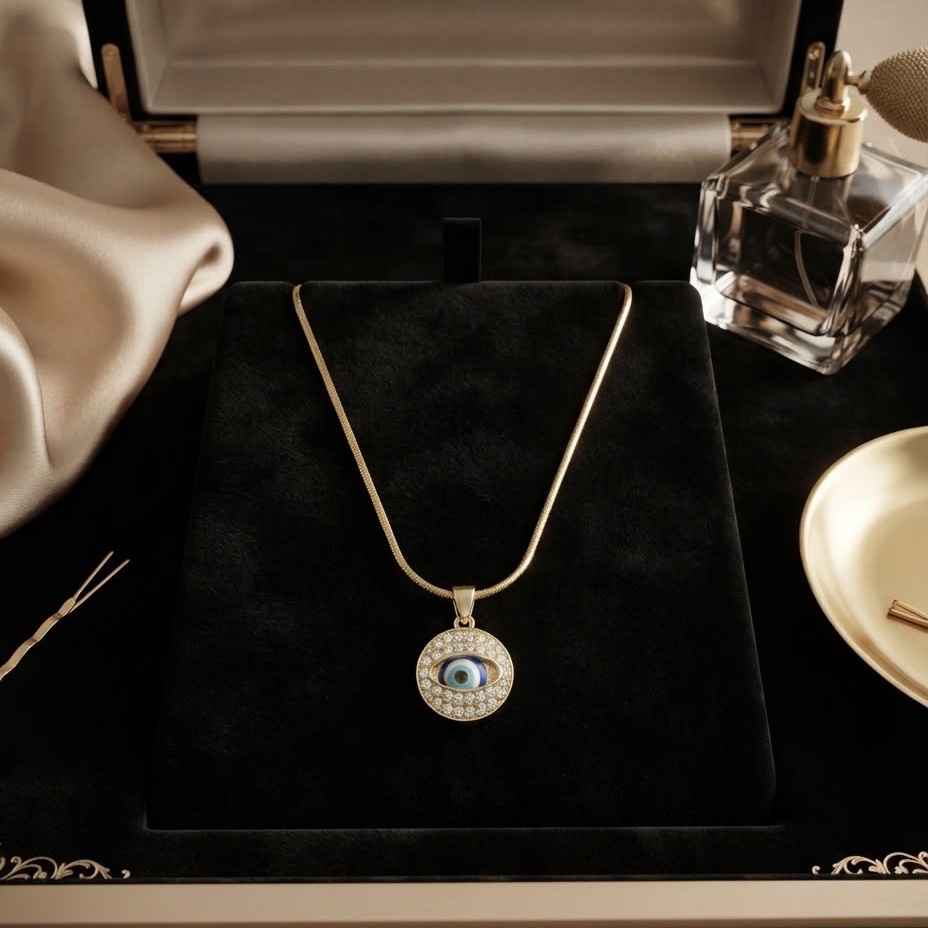 Radiant Evil Eye Gold-Plated Pendant Necklace with Cubic Zirconia