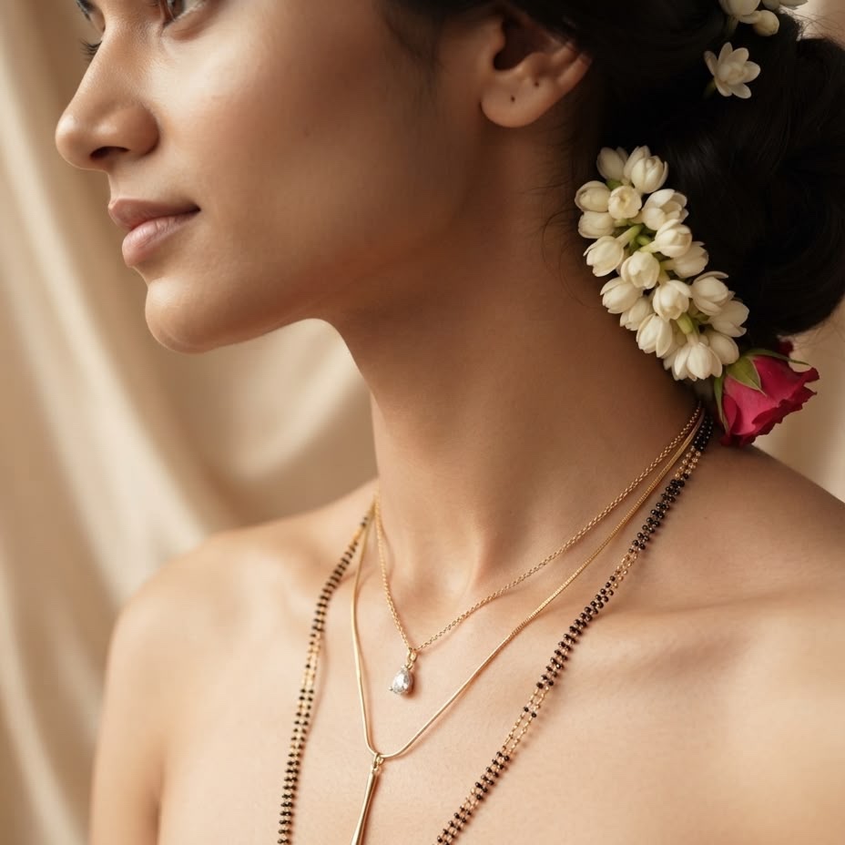 Elegant Dual Layered Gold Finish Pendant Necklace