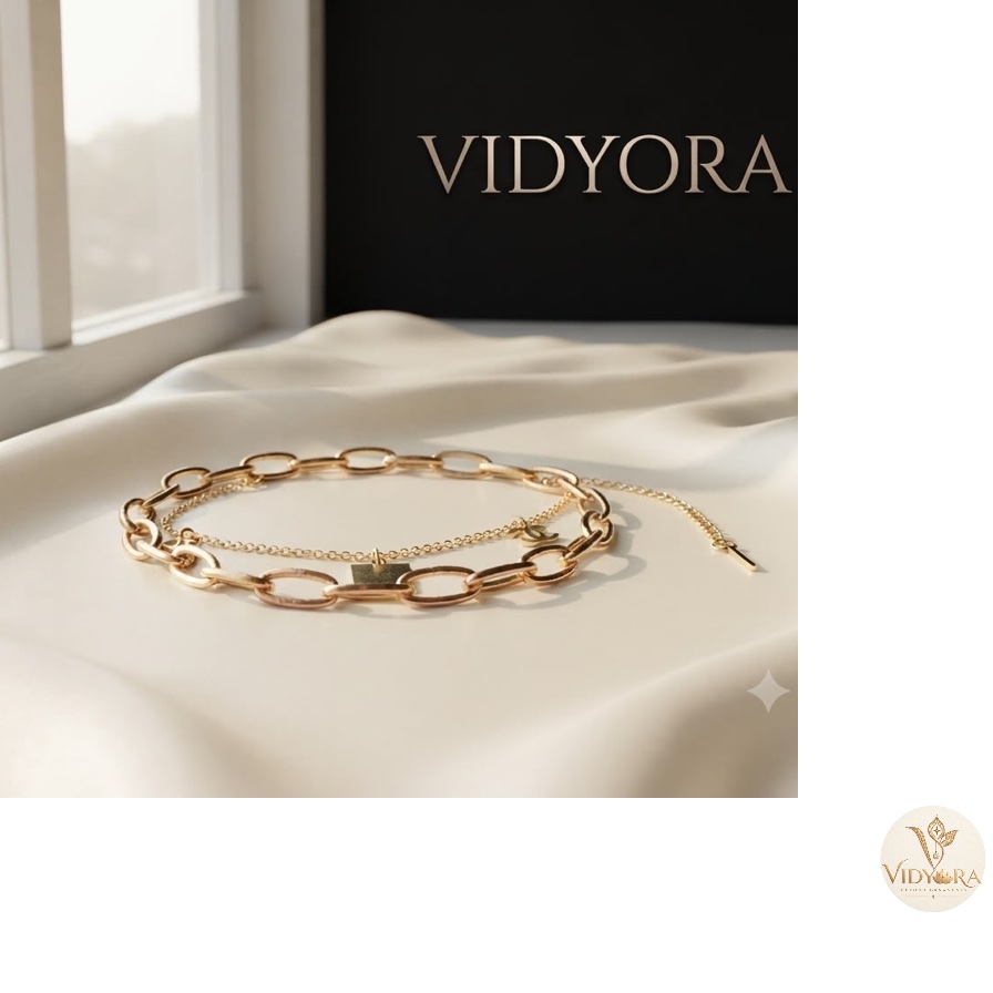 VIDYORA Layered Gold-Finish Charm Necklace