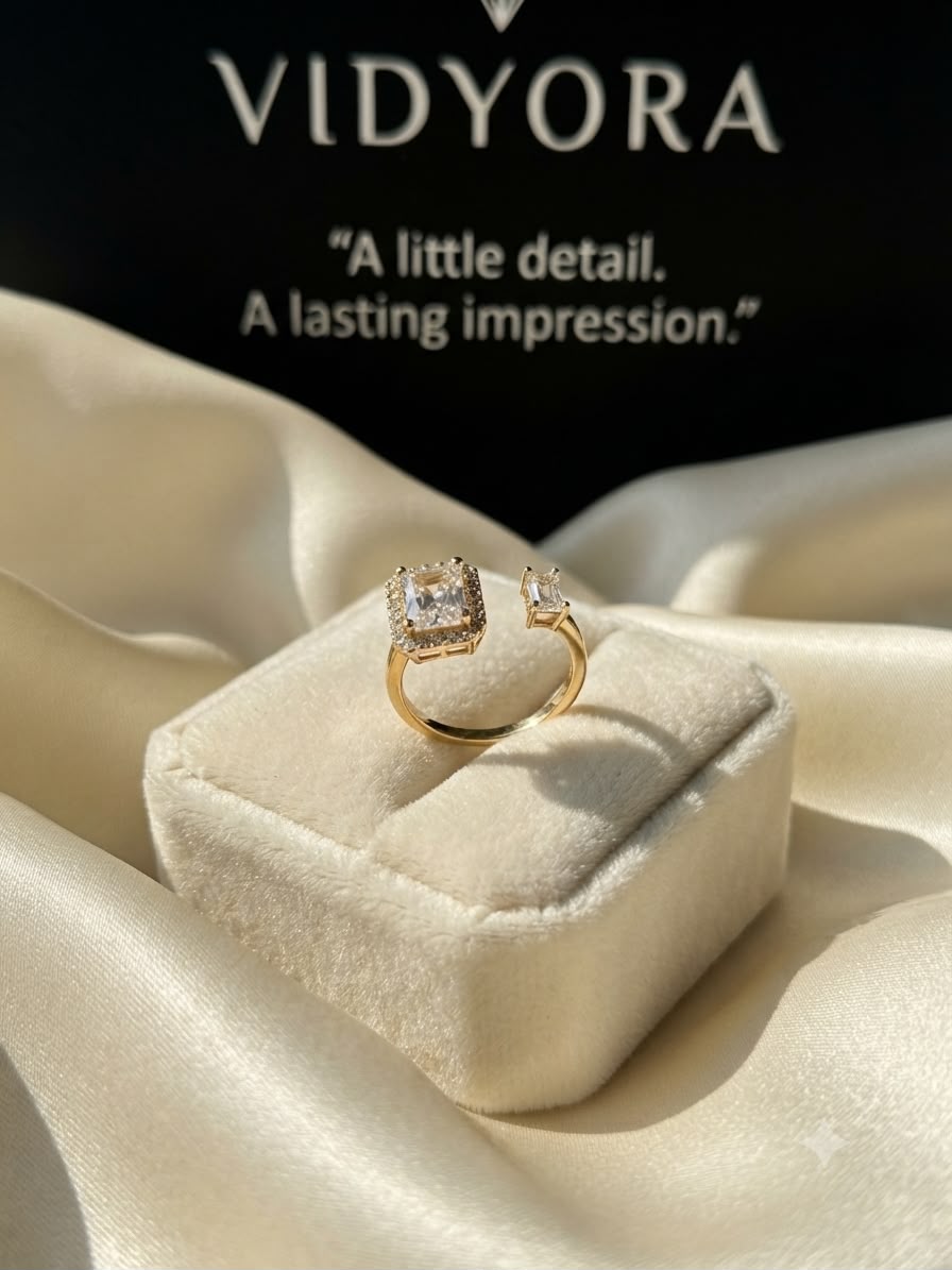 VIDYORA Dual Stone Open Diamond Ring