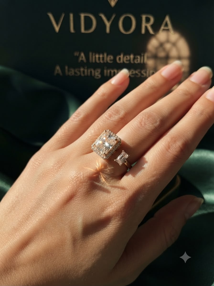 VIDYORA Dual Stone Open Diamond Ring