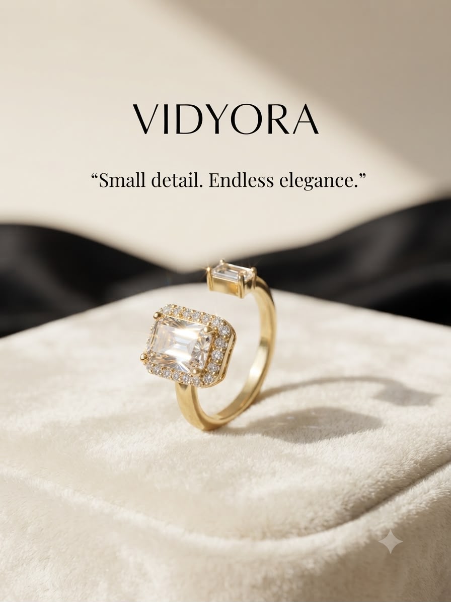 VIDYORA Dual Stone Open Diamond Ring