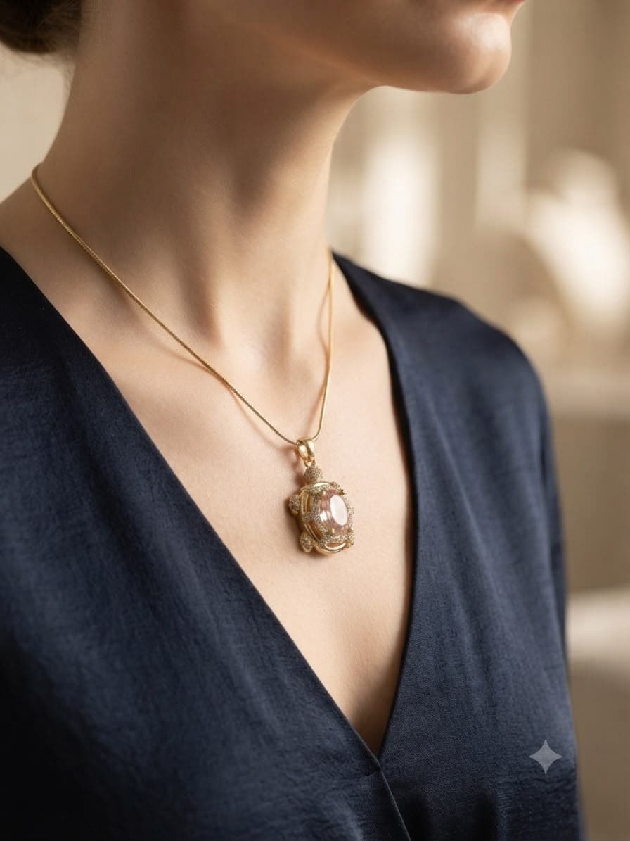 Elegance Crystal Turtle Pendant Necklace