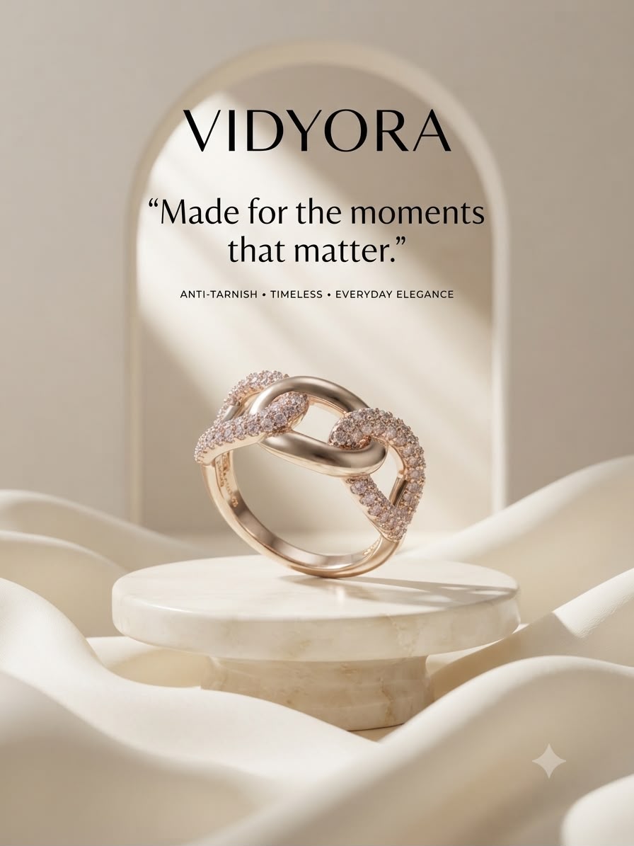 VIDYORA Diamond Gold Pave Link Ring