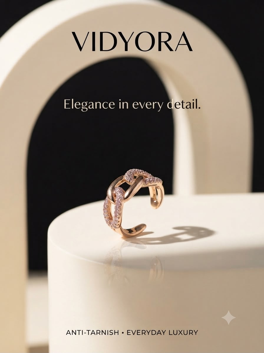 VIDYORA Diamond Gold Pave Link Ring