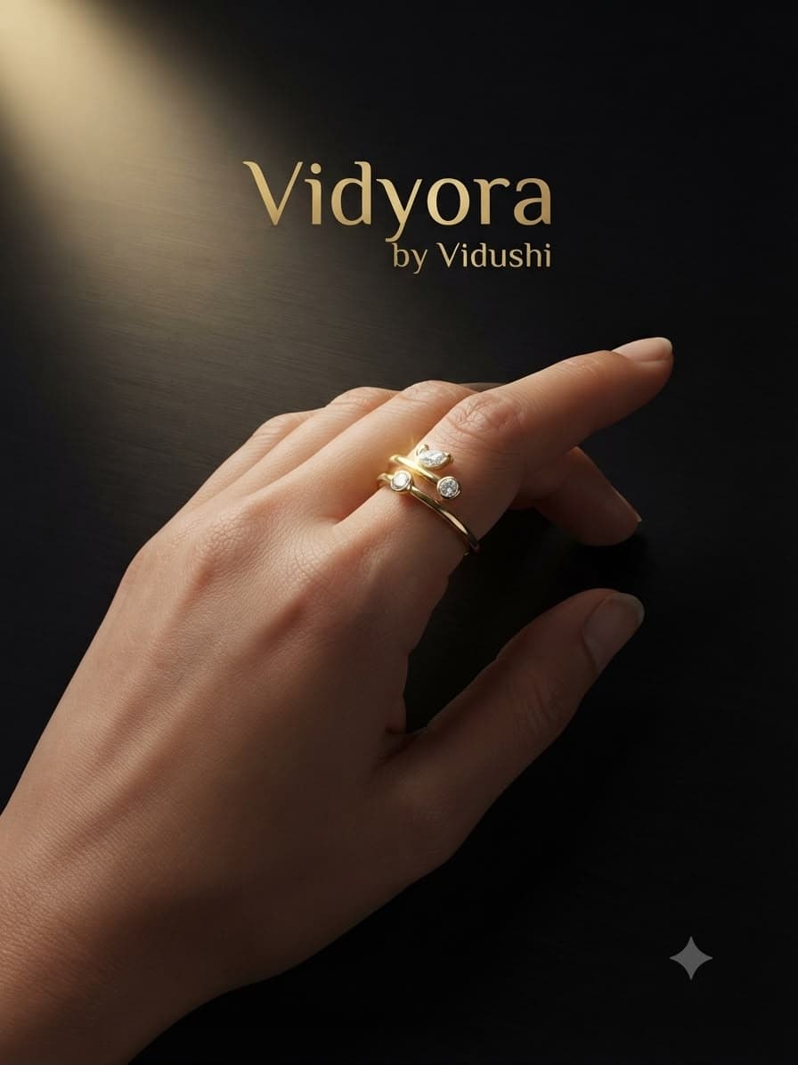 Vidyora Elegance Multi-Stone Gold Finish Finger Ring