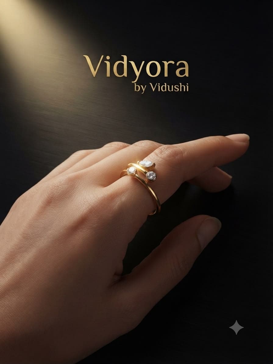 Vidyora Elegance Multi-Stone Gold Finish Finger Ring