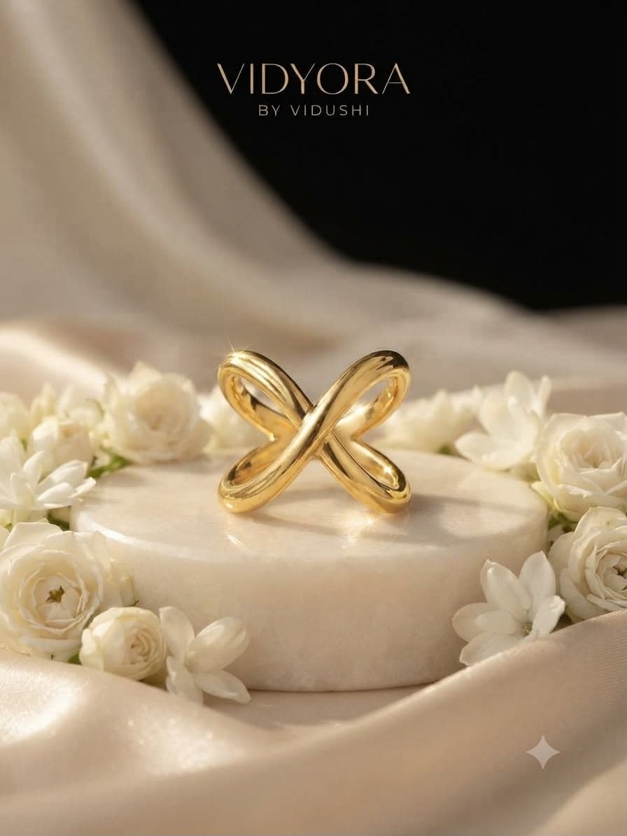 VIDYORA Minimalist Crossover Gold Ring