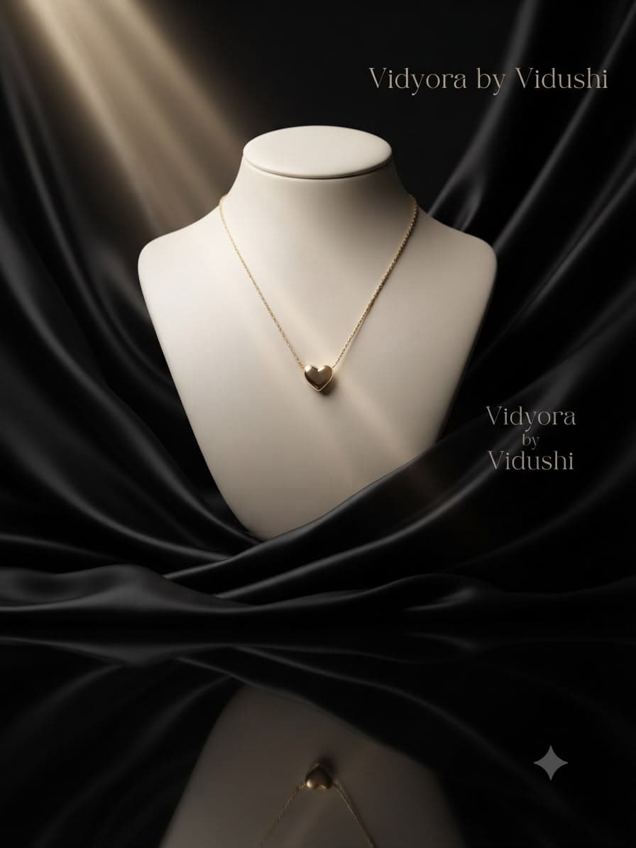 Vidyora Golden Heart Pendant Necklace